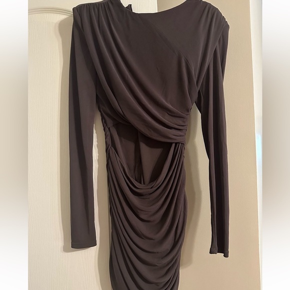 Zara cut out dress + shoulder pads (chocolate color) • Size large • $35 - Picture 1 of 1